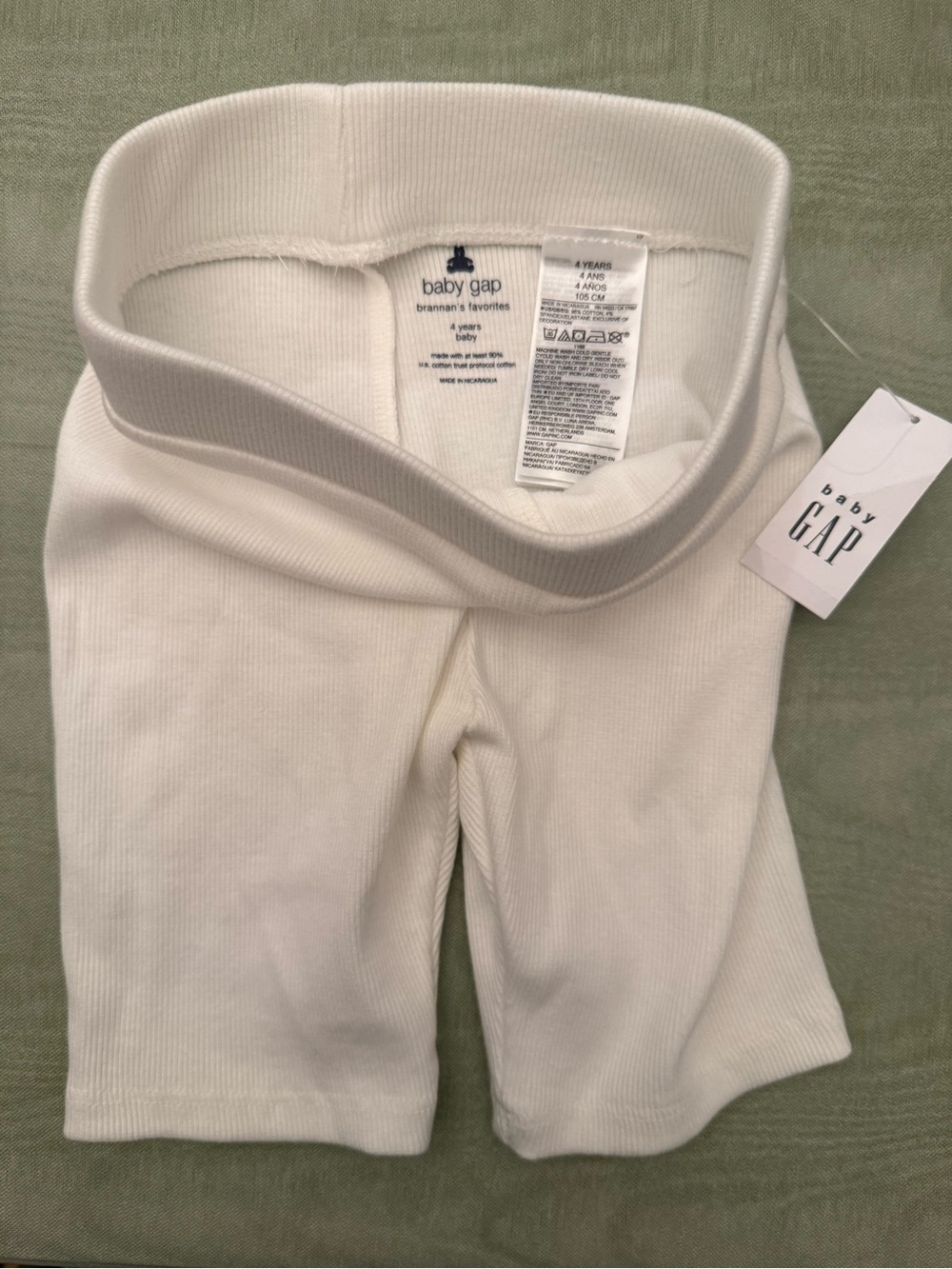 GAP Cream Ribbed Baby Leggings
